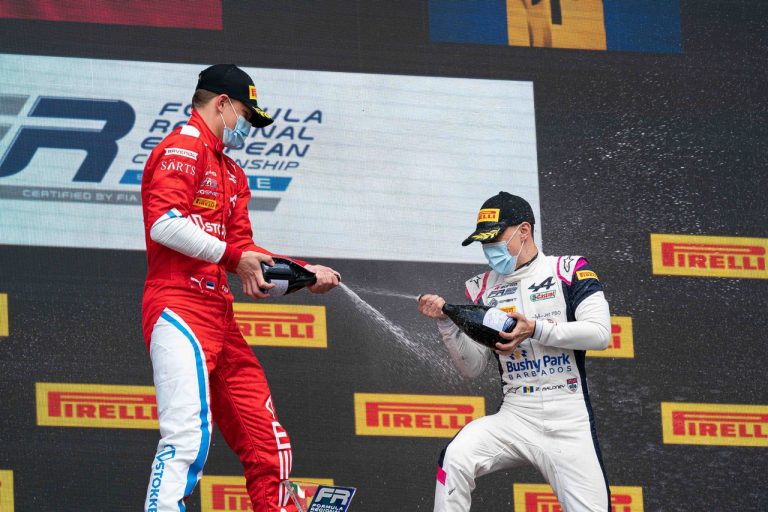 Drivers celebrate their victories with the new Apollonio sparkling wine